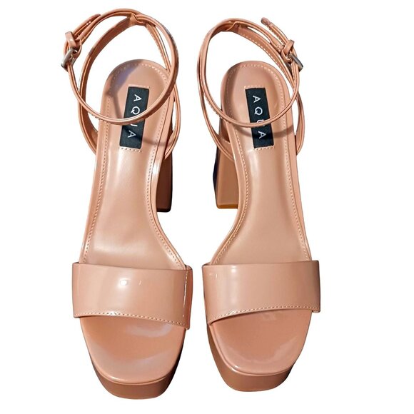 Aqua Tan Block Heel Sandals - Picture 4 of 11